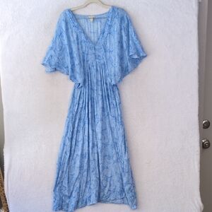 Hinge Women's Blue Coastal Flowy Resort‎ Beach Dress Size S